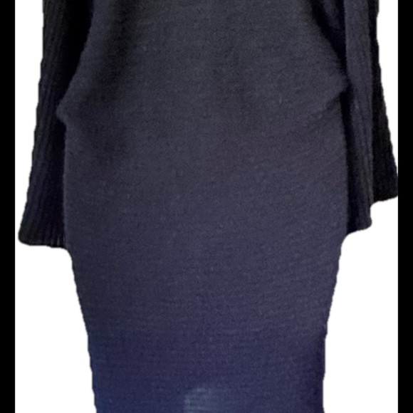 Wet Seal Juniors Off Shoulder Knit Sweater Dress M Black Semi-Sheer Knee Length - Picture 6 of 9